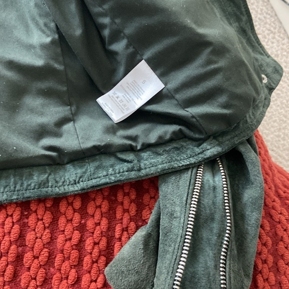 SL8 Green Suede Biker/Moto Jacket. Soft Genuine Leather. Hot hip gorgeous! Small - Picture 4 of 8